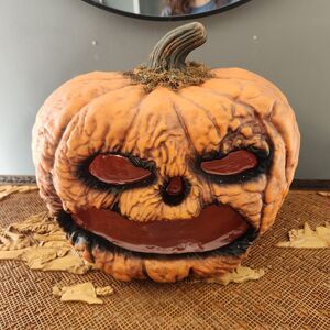 Seasonal Visions Evil Light Up Halloween Pumpkin Jack-O-Lantern Decor Creepy